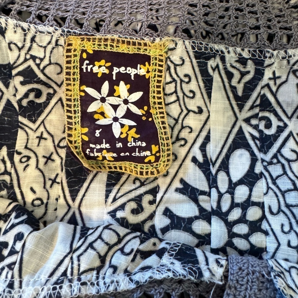 Free People 2 piece Sundress Silk Slip. Crochet top and back. Size 8. Blue Lace - Picture 12 of 14